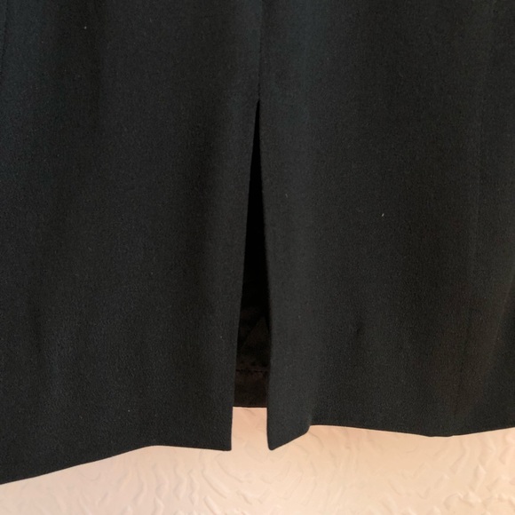 Vintage Black Square Sweatheart Neckline Puff Sleeve 100% Midi Silk Dress - Picture 12 of 16